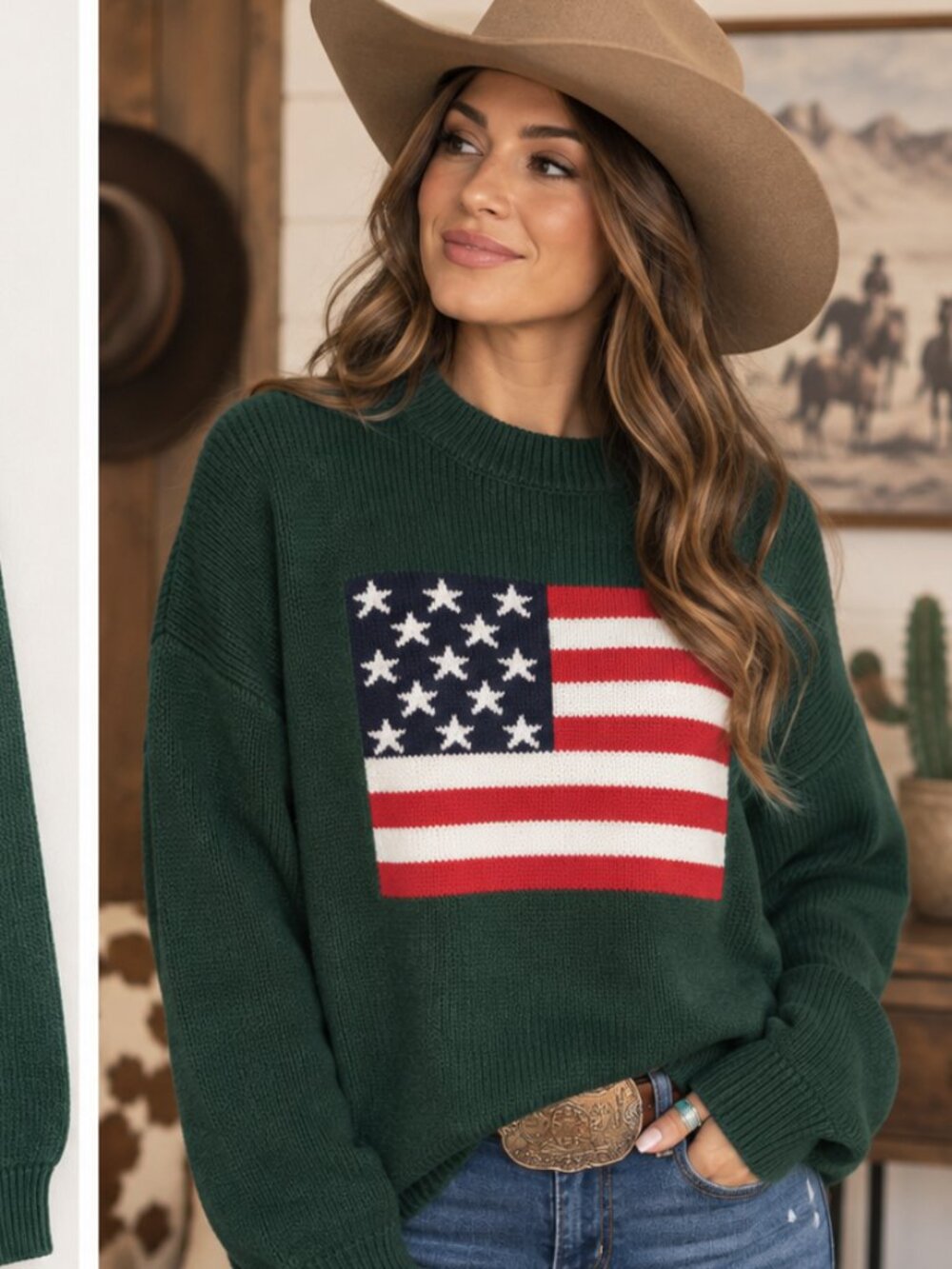 American Flag Crew Neck Sweater